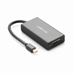 Image of UGREEN Mini DisplayPort to HDMI/VGA/DVI Converter (MD114) – black triple-output video adapter with Mini DP input and flexible display support.