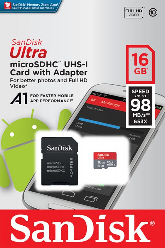 SanDisk MicroSD Class 10 98MBPS 16GB