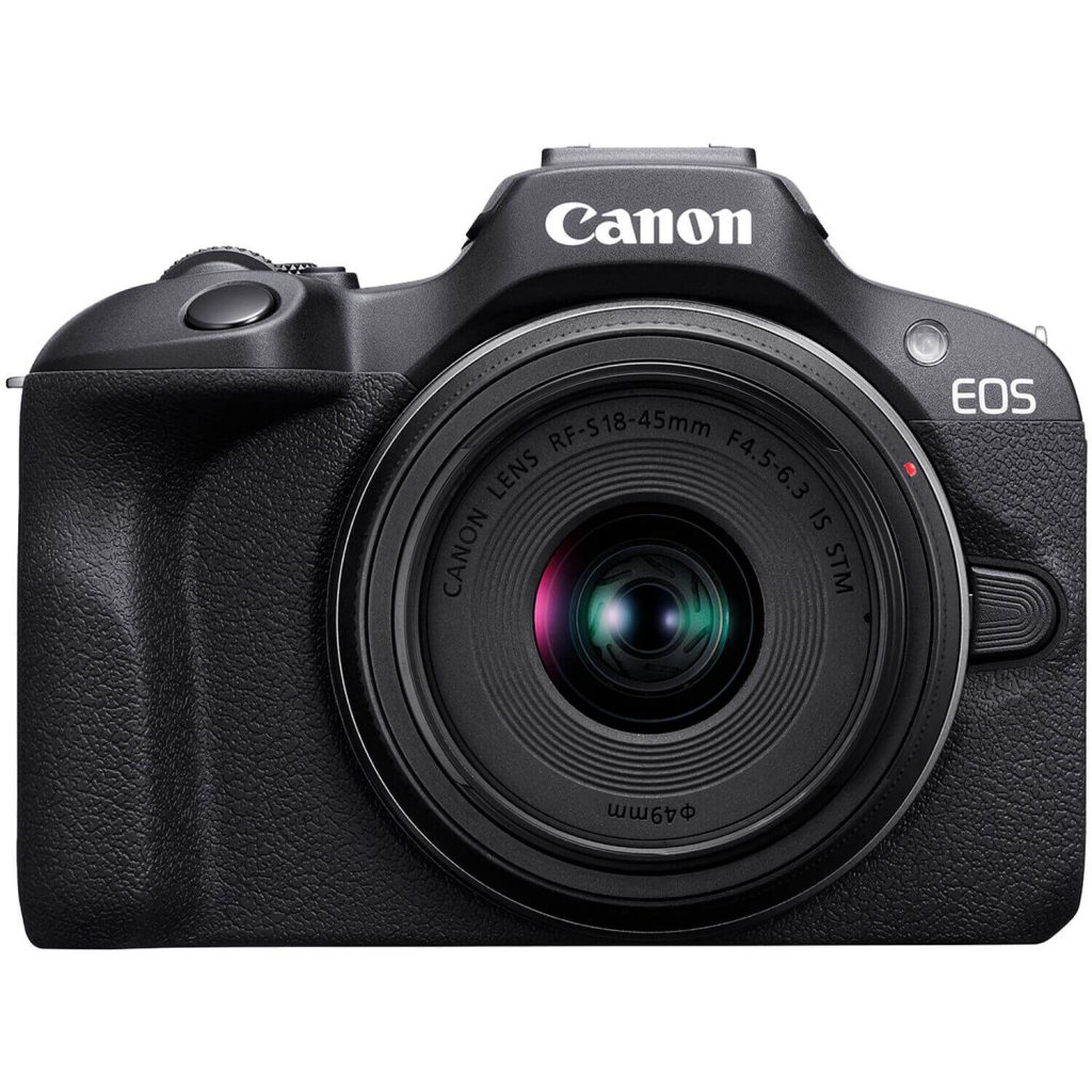 Canon EOS R100 Mirrorless Camera with RF-S 18-45mm Lens – 24.1MP, 4K video, and lightweight design for everyday photography, available at Dove Computers.