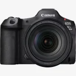 Canon EOS R5 Mark II mirrorless camera with RF 24-105mm F4L IS USM lens – 45MP, 8K video, and advanced autofocus. Available at Dove Computers.
