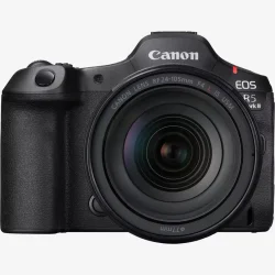 Canon EOS R5 Mark II mirrorless camera with RF 24-105mm F4L IS USM lens – 45MP, 8K video, and advanced autofocus. Available at Dove Computers.