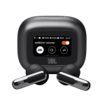 JBL Live Flex 3 true wireless earbuds in sleek black with charging case, shown open with earbuds resting—available at Dove Computers.