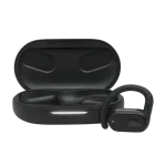 JBL Soundgear Sense open-ear wireless earbuds with soft ear loops, directional sound, sweat resistance, and charging case for active lifestyle use.