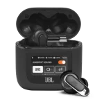 JBL Tour Pro 2 wireless earbuds with adaptive noise cancelling, touchscreen smart case, and six-mic design for premium calls and sound on the go.