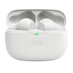 JBL Wave Beam wireless earbuds with noise-isolating in-ear fit, JBL Deep Bass Sound, 32-hour battery life, and IP54 water resistance.