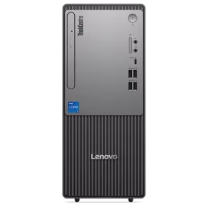Lenovo ThinkCentre Neo 50T Gen 5 desktop PC with Intel Core i5-13400, 8GB RAM, and 512GB SSD in a modern black tower design, ideal for business use.