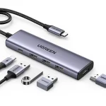 UGREEN 5-in-1 USB-C Multifunction Adapter – CM511 with 3 USB-A ports, 4K HDMI, and 100W PD, available at Dove Computers.