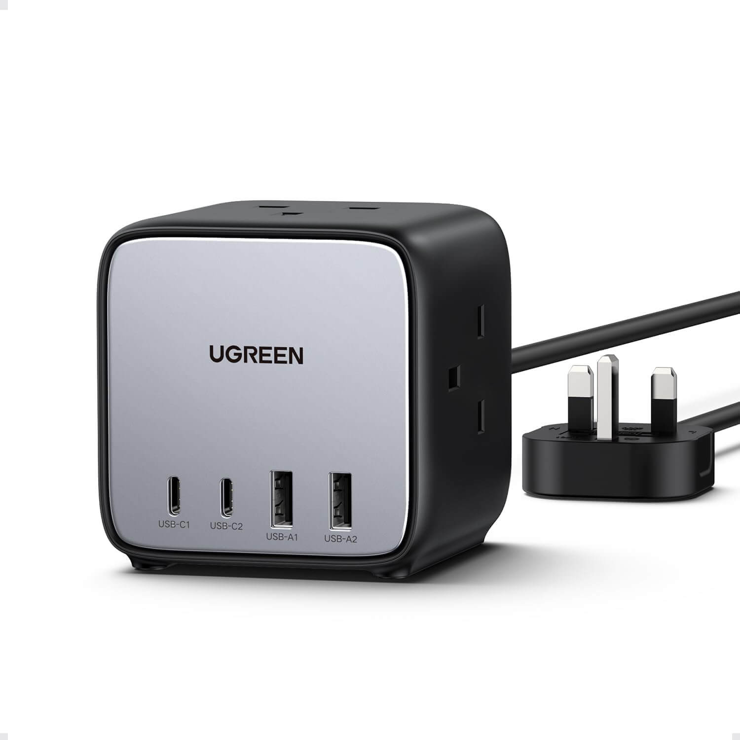 UGREEN DigiNest Cube Power Strip 65W UGREEN DigiNest Cube Power Strip 65W – Compact 3-AC outlet and 4-USB fast charging power cube in black with 1.8m UK plug cable, available at Dove Computers.
