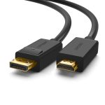 UGREEN DisplayPort to HDMI Cable – Black, used for connecting PCs to HDMI displays in high resolution.