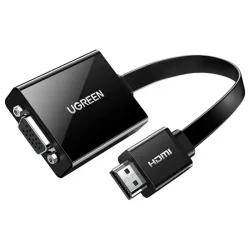 UGREEN HDMI to VGA Converter 25cm in black with audio out and micro-USB power port