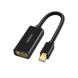 Image of UGREEN Mini DisplayPort to HDMI Female Converter (MD112) – black 4K-capable video adapter for MacBook, Surface, and other Mini DP devices.