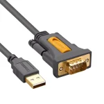 UGREEN USB-A 2.0 to DB9 RS-232 Male Adapter Cable 1.5m – CR104 showing gold-plated USB and DB9 connectors