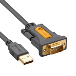 UGREEN USB-A 2.0 to DB9 RS-232 Male Adapter Cable 1.5m – CR104 showing gold-plated USB and DB9 connectors