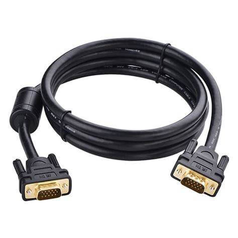 UGREEN VGA Male to Male Cable Image of UGREEN VGA Male to Male Cable 2m (Black) with gold-plated connectors and durable PVC build, ideal for high-resolution analog video transmission.