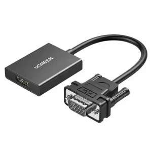 UGREEN VGA to HDMI Adapter – Full HD VGA to HDMI converter with 3.5mm audio and USB power input, ideal for legacy device connectivity.
