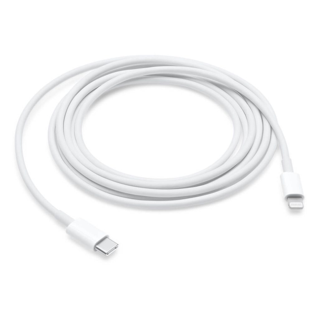 Apple USB-C to Lightning Cable 2M white charging cable for fast charge and data sync, compatible with iPhones, iPads, and Apple accessories.
