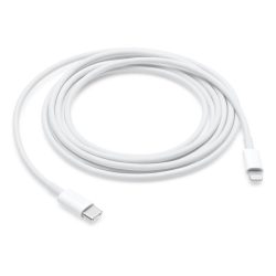 Apple USB-C to Lightning Cable 2M white charging cable for fast charge and data sync, compatible with iPhones, iPads, and Apple accessories.