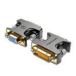 VENTION VGA Female to DVI Male Adapter – compact black adapter for connecting VGA monitors to DVI-I devices, supporting Full HD resolution.