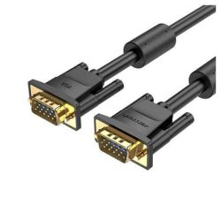 VENTION VGA(3+6) Male to Male Cable with Ferrite Cores – black VGA cable with anti-interference ferrite rings, supporting Full HD displays.