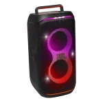 JBL PartyBox Club 120 portable Bluetooth speaker with 160W sound, mic/guitar input, RGB light show, and carry handle, built for parties and events.