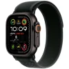 Apple Watch Ultra 2 with 49mm titanium case, Alpine Loop band, and Modular Ultra face shown in outdoor adventure setting.