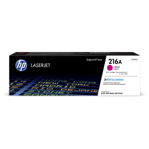 Box of HP 216A Magenta Original LaserJet Toner designed for vivid color prints and compatible with HP Color Laser 150, 178, and 179 series printers.