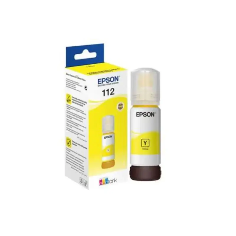 INK CART EPSON 112 Yellow Epson 112 Yellow Ink Cartridge – DURABrite pigment ink bottle for EcoTank printers, high-yield and vibrant color output.
