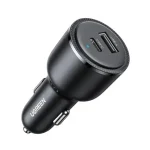 UGREEN 63W Dual-Port Fast Car Charger – USB-C PD + USB-A QC3.0, Compact Aluminum Build (Black)