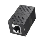 UGREEN RJ45 Network Keystone Jack Inline Coupler Female to Female Black – Ideal for gigabit Ethernet cable extensions, keystone compatible.