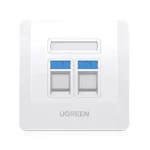 UGREEN White Dual Port Wall Plate with Keystone Jack Slots – Clean, Professional Cable Management Solution for Home or Office Network Setup