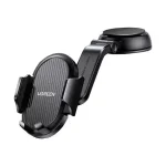 UGREEN Waterfall-Shaped Suction Cup Phone Mount securely holding a smartphone on a car dashboard.
