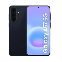 Samsung Galaxy A57 5G smartphone with a 6.7-inch Super AMOLED+ 120Hz display, Exynos 1680 processor, and 50MP triple-camera system.